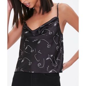 Forever 21 Face Print Cowl Cami